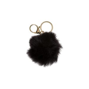 Lyxig boll pompom nyckelring väska plysch Svart