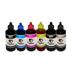 6 färg set refillbläck i flaska (CMYK med Svart pigment bläck och grätt) 100ml