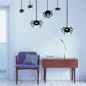 6 spindlar Halloween väggdekor klistermärken