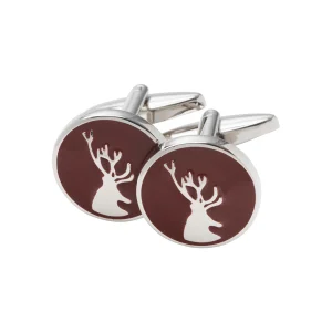 Stag Deer Cufflinks - Burgundy Manschettknappar